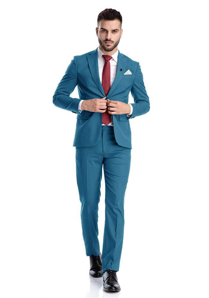 peacock blue mens suit